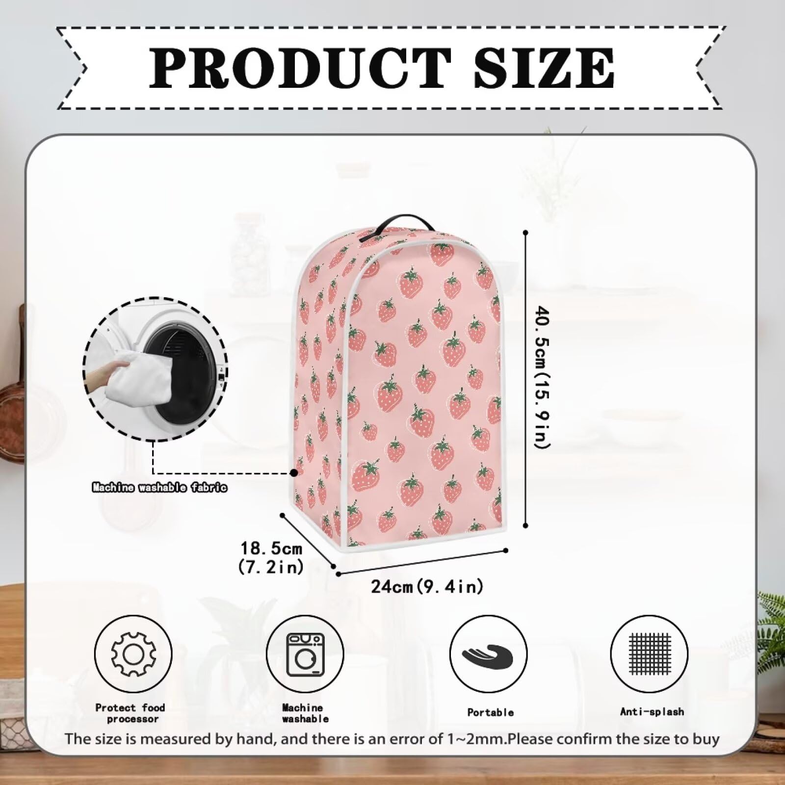 Universal Blender Cover - Durable, Waterproof Fabric Appliance Protector for Kitchen - Fits Most Small Blenders - Home Decor Organizer with Strawberry Design - Perfect for Countertop Storage & Kitchen Organization