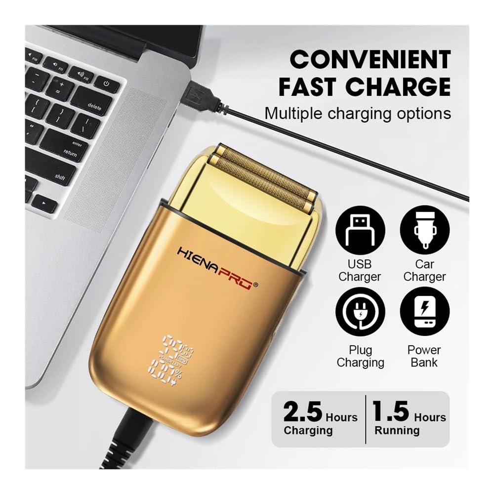 10,000 RPM High Power Men's Electric Razor - Wireless Precision Trimmer with USB Charging, Powerful Shaver for Beard & Body Grooming, Perfect for Home & Travel Use (HYN-809 Black)
