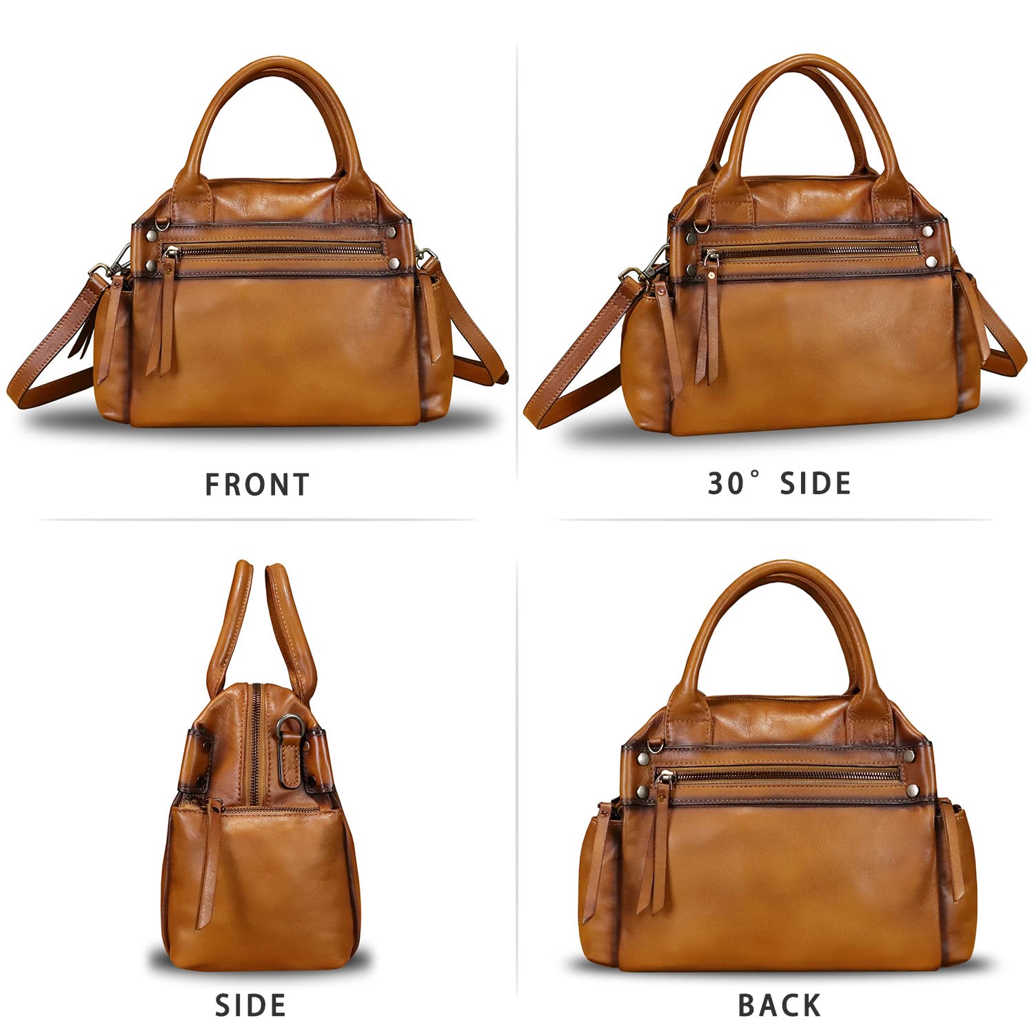 Genuine Leather Handbag for Women - Vintage Crossbody Purse for Daily Use