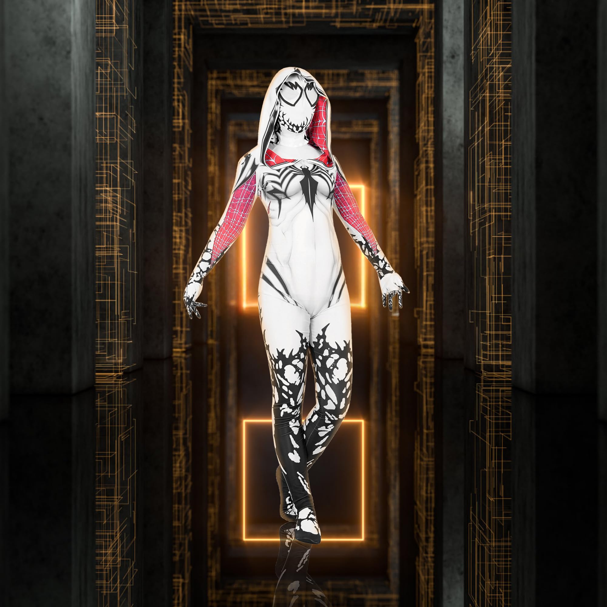 **White Ghost Spider Costume for Adults - Full Body Jumpsuit & Bodysuit for Halloween, Cosplay, and Themed Parties**