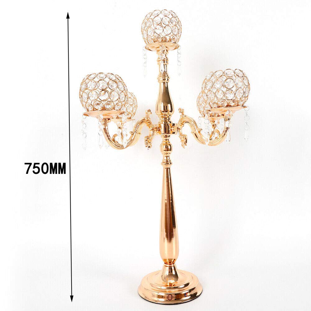 5-Arm Crystal Candle Holders Gold - 29.1
