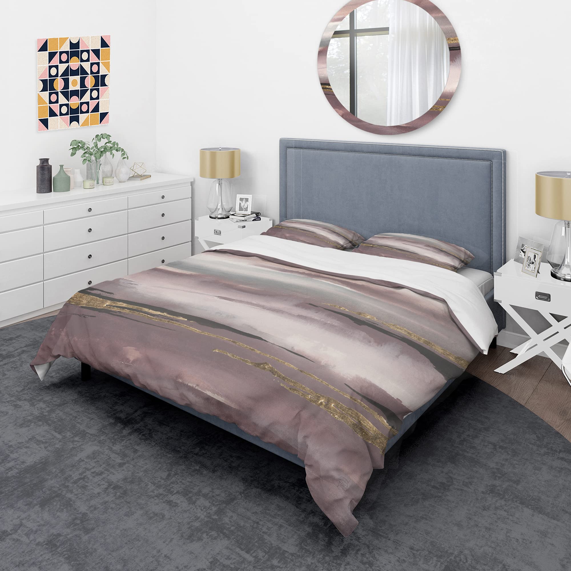 DesignQ Purple Glam Storm IV Modern Duvet Cover Set - Twin Size, 3-Piece Abstract Bedding Set for All Seasons | Perfect for Contemporary Bedrooms, Guest Rooms & Dorm Decor