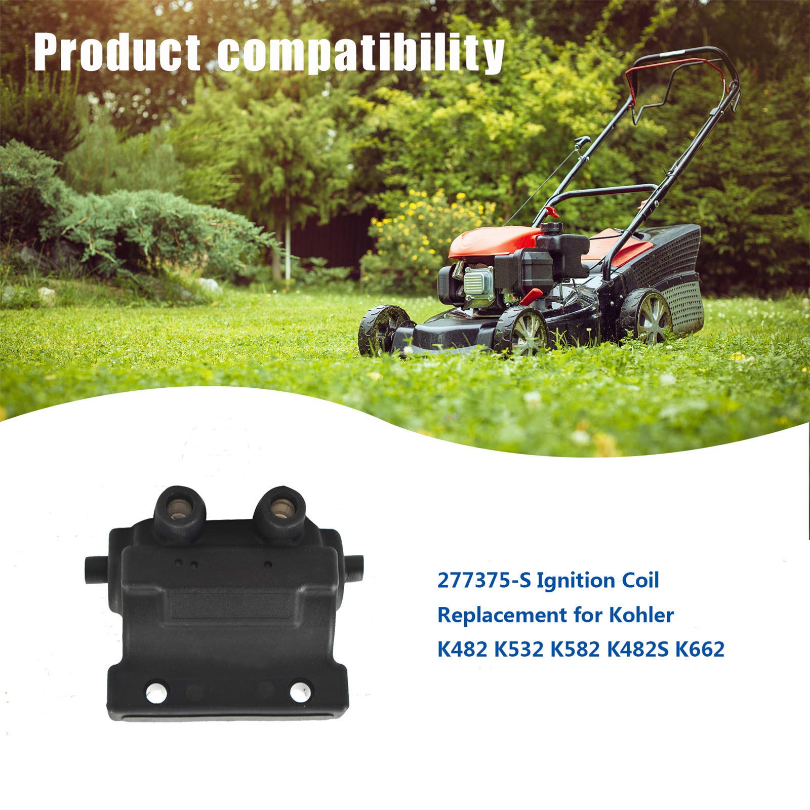 Kohler K482 K532 K582 K482S K662 KT17 KT19 Ignition Coil Replacement - Compatible with Wheel Horse D-200 D-180 Tractors & Lawn Mowers - High Performance Engine Part for Smooth Starts & Reliable Power