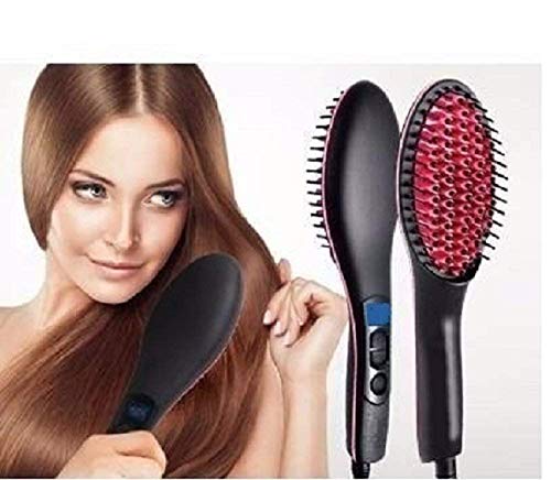 Holy Delight 2-in-1 Electric Hair Straightening Brush for Women - Nano Ceramic Ionic Hair Straightener & Comb with LCD Screen & Temperature Control | Perfect for Home Use, Travel, Salon-Quality Styling