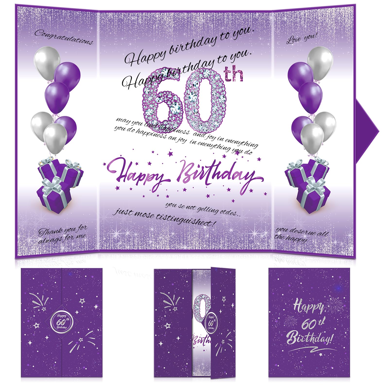 Purple & Silver 60th Birthday Party Decorations Set - Unique Guest Book Alternative for Women & Men - Perfect for 60th Anniversary Celebrations, Gifts, and Party Supplies | Great for Milestone Birthday Decor, Signature Keepsake, and Special Occasion Favors