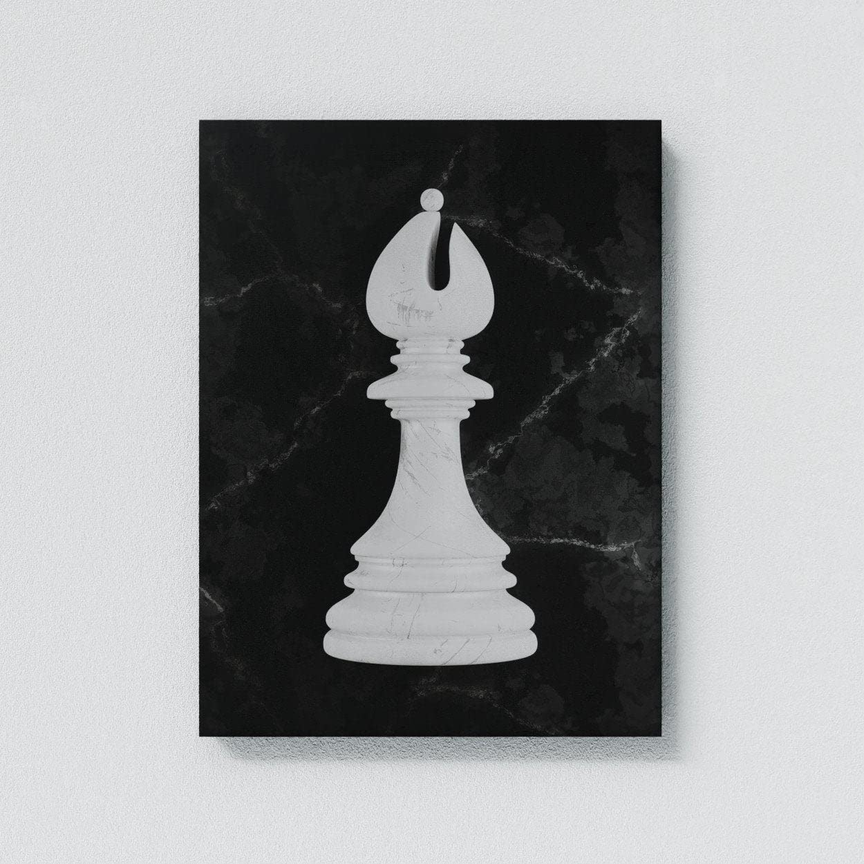 Bishop Chess Canvas Art - Modern Checkmate Strategy Pop Art Home Decor | 18x24 Inch Chess Poster Painting for Game Room & Office Wall Decor | Perfect Gift for Chess Players & Club Members