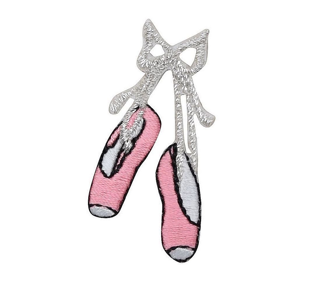 Pink Ballet Shoes for Women - Elegant Silver Bow Slippers with Embroidered Iron-On Patch - Perfect for Dance Practice, Ballet Class & Gift Giving