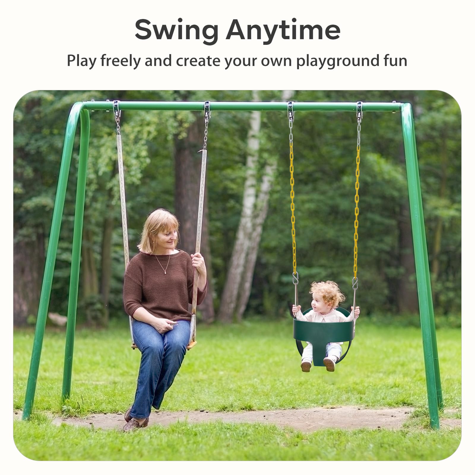 DECORLIFE Toddler Swing for Ages 1-3 | High Back Bucket Seat with 330lb Capacity | Outdoor Baby Swing with Safety Features & Plastic-Coated Chains | Perfect for Backyard, Playground, Garden & Park Playtime