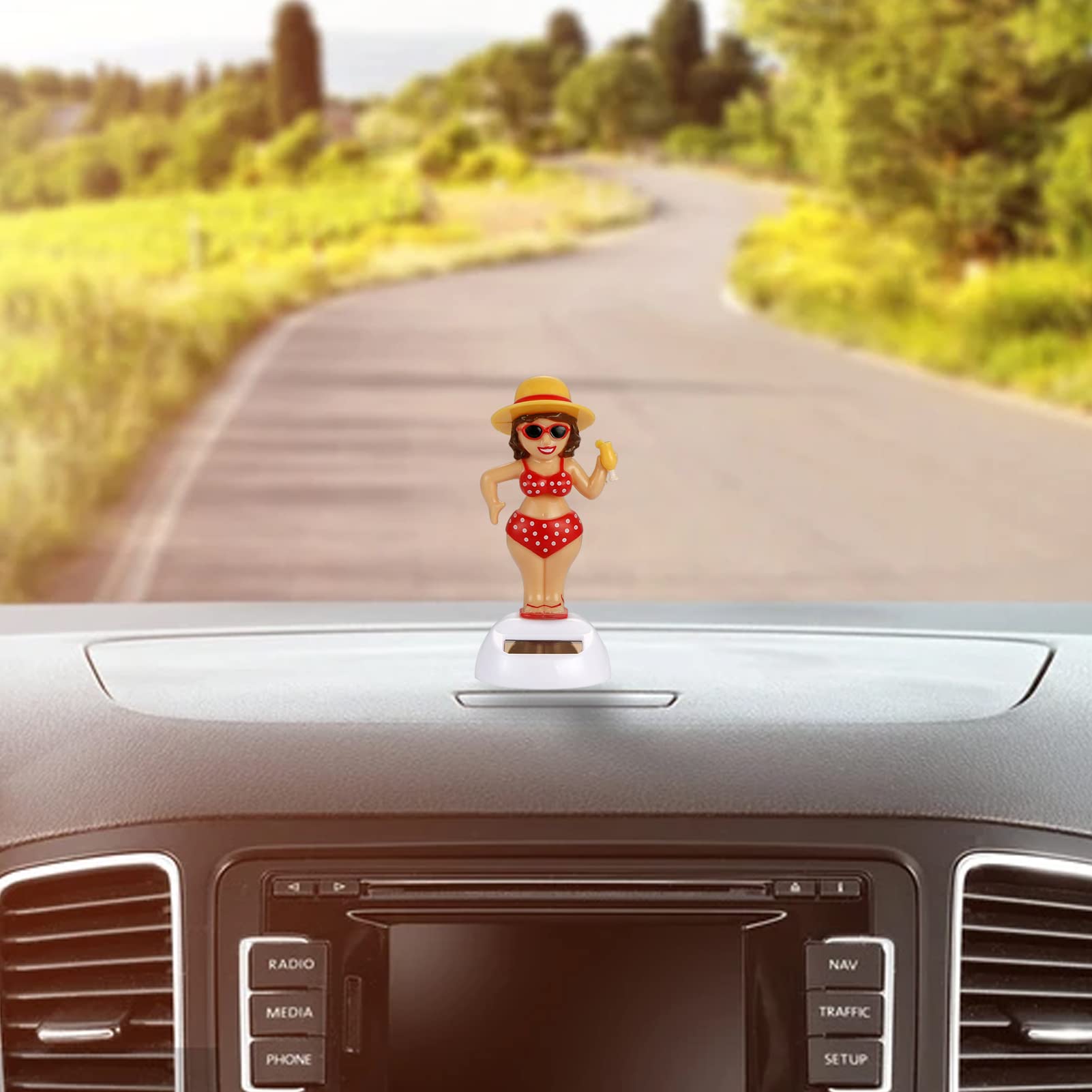 Solar Powered Dancing Doll Car Ornament - Cute Shaking Figure Toy for Dashboard & Window Decoration - Fun Gift for Car, Home & Office Decor (Perfect for Kids, Gifts & Stress Relief)