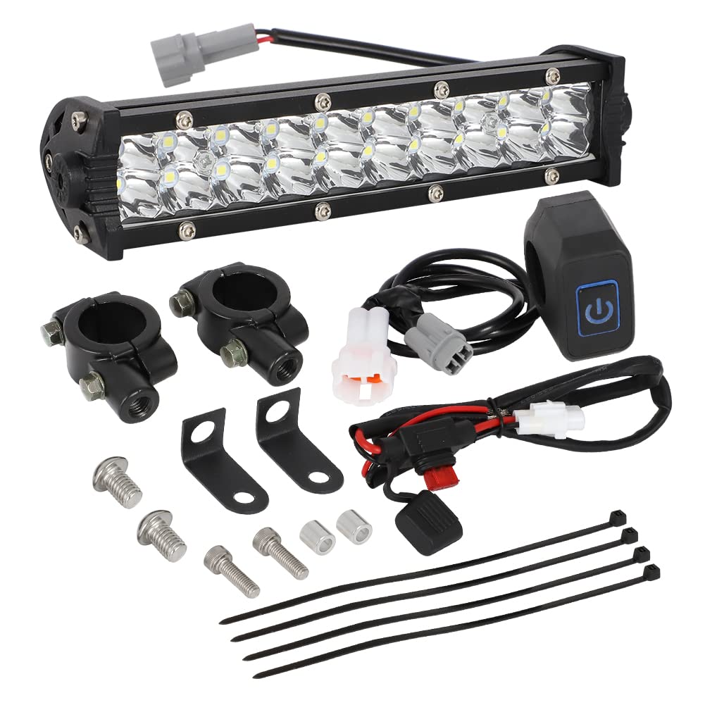 AUTOVIC 60W Universal Motorcycle Light Bar Kit with Mounting Brackets & Switch - Fits CRF250F, CRF110, TTR110, YZF450 & Most 7/8