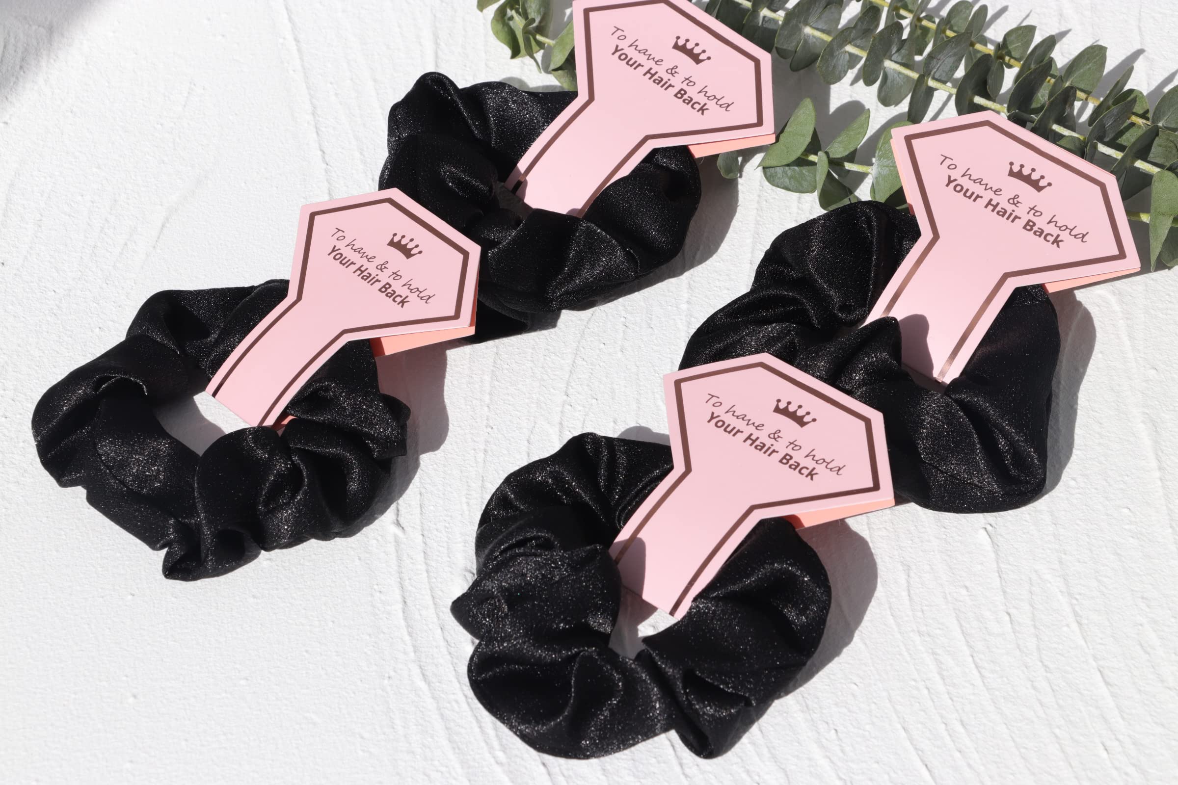 10 Pack Black Scrunchies for Bridesmaid Proposal, Bachelorette Party Favors, Wedding Hair Accessories - Soft Elastic Hair Ties for Women & Girls - Perfect for Bridal Shower, Girls Night Out and Everyday Use