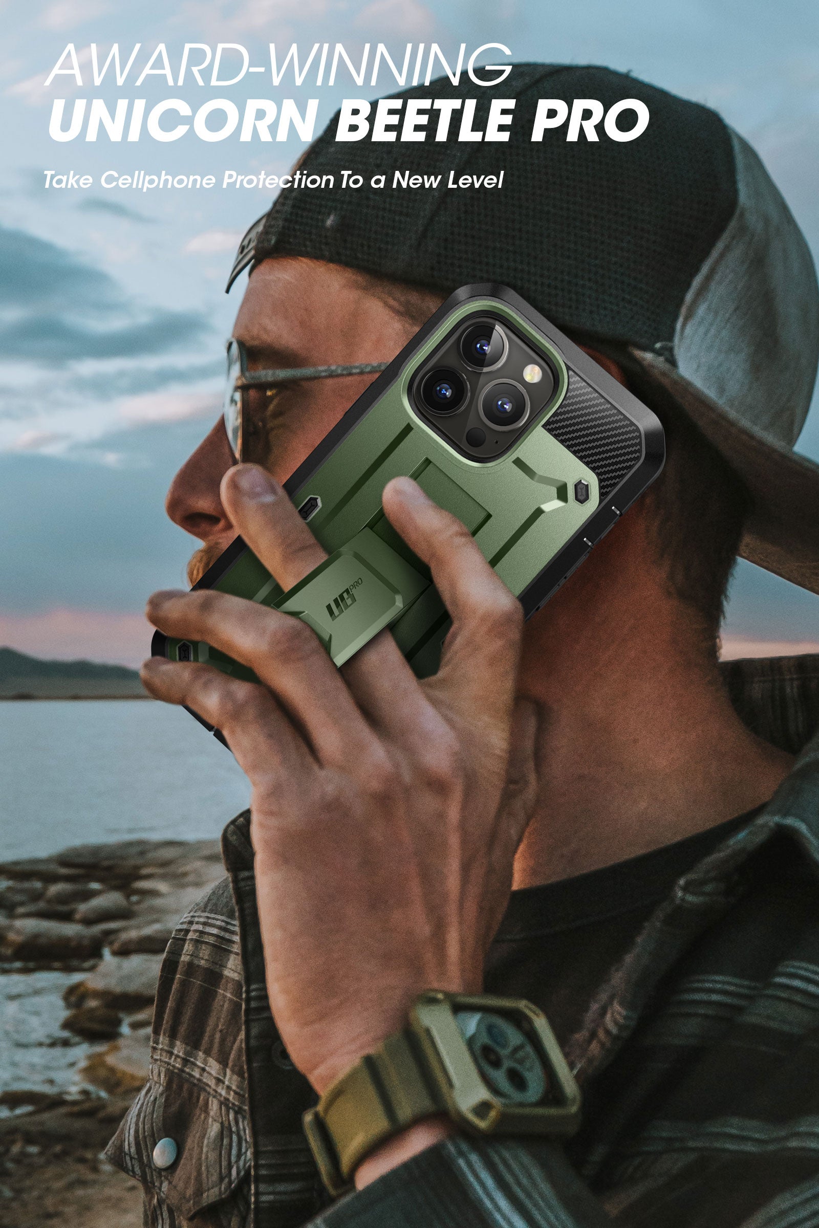 iPhone 14 Pro Case 6.1 Inch - Unicorn Beetle Pro Series Rugged Protective Cover, Military Grade Drop Protection, Dark Green - Perfect for Outdoor Adventures & Extreme Sports