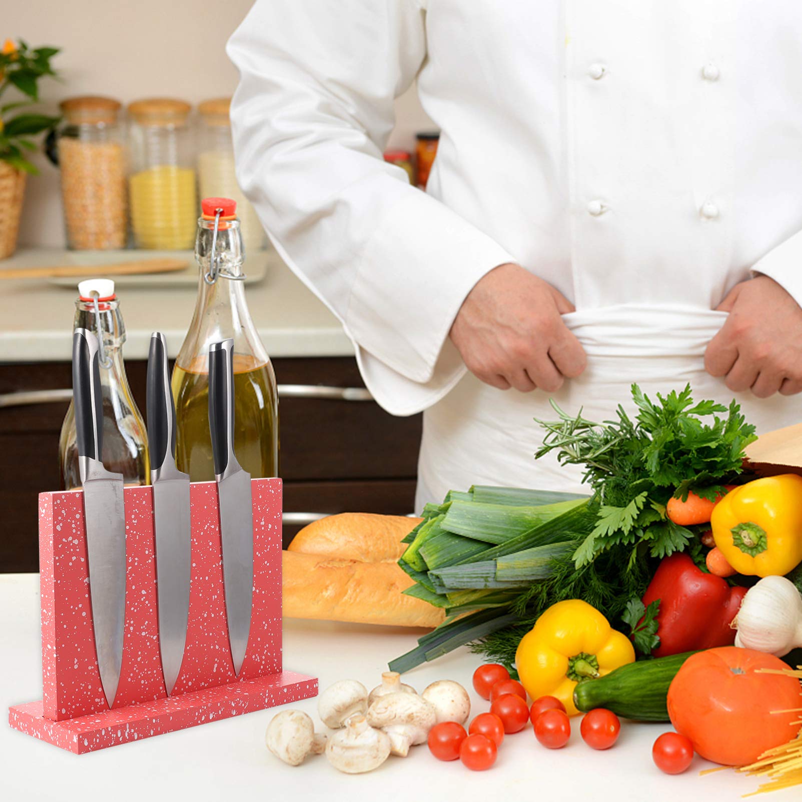 Hemoton Bamboo Fiber Cutting Board Holder - Knife Block & Organizer for Kitchen Countertop - Perfect for Storing Knives, Utensils, and Cutting Boards in Style