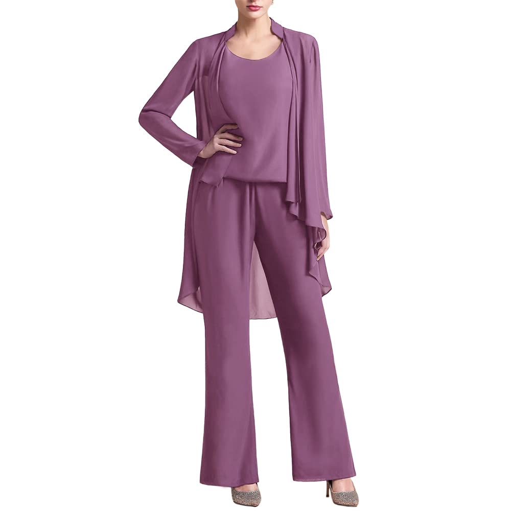 Elegant Women's 3-Piece Chiffon Pant Suit Set for Mother of The Bride | Wedding Guest Outfit | Evening Party Gown | Perfect for Formal Events, Cocktail Parties & Special Occasions