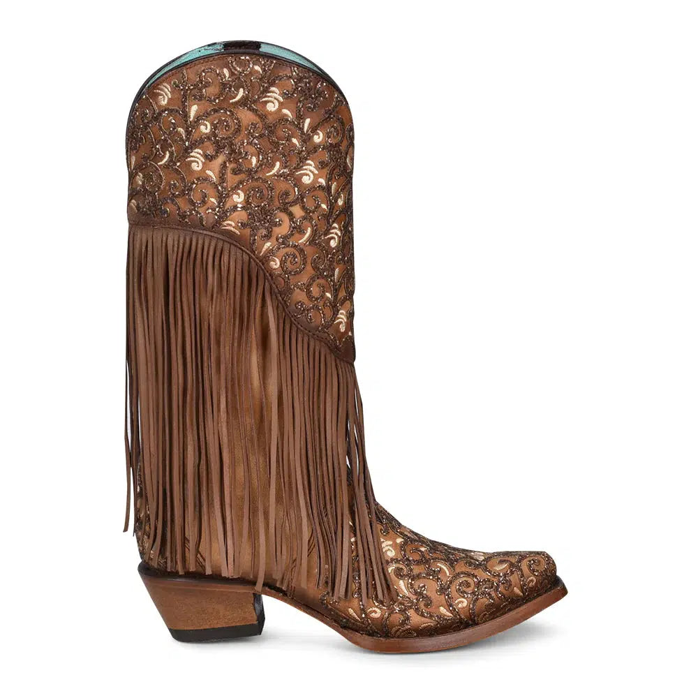 Women's Brown Western Cowgirl Leather Studded Boots - M Corral Style for Rodeo, Country Dance & Fashion - Comfortable & Stylish Cowboy Boots