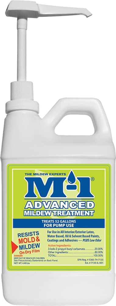 M-1 78964M Advanced Mildew Treatment - 4.5 Lb (74 Fl Oz) Liquid Mold Remover with Dispenser Container - Powerful Mildew & Mold Killer for Bathrooms, Showers, Tiles & Basements - White Pale Solution (Pack of 1)