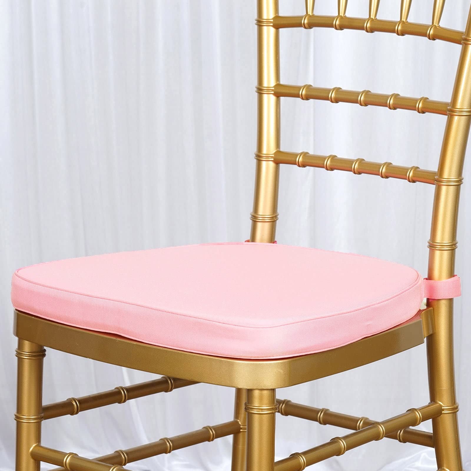 Efavormart 10-Pack 2-Inch Thick Blush Rose Gold Chiavari Chair Cushions - Memory Foam Seat Pads with Ties & Washable Covers - Perfect for Weddings, Banquets, and Home Decor