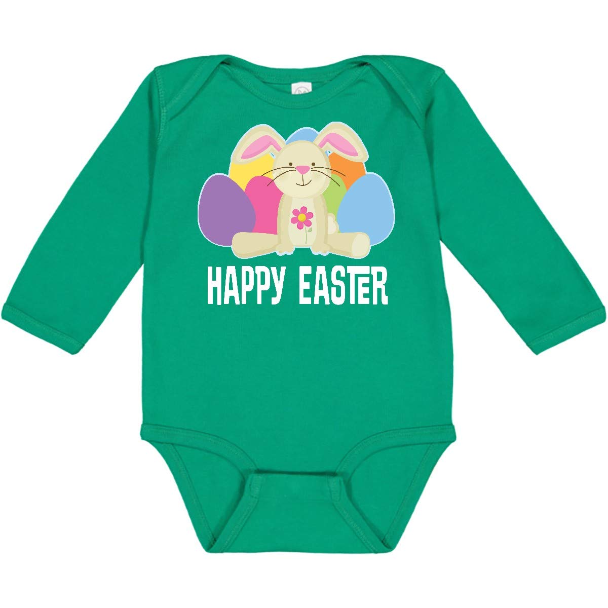 Inktastic Happy Easter Bunny Holiday Eggs Long Sleeve Baby Bodysuit - Cute Easter Outfit for Infants & Newborns - Perfect for Easter Egg Hunts, Family Photos & Spring Celebrations