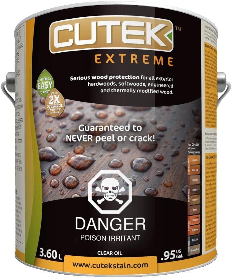 Stain Extreme High Performance Wood Oil - Clear Exterior Wood Protection for Decks, Fences & Outdoor Furniture - .95 Gallon Natural Wood Finish