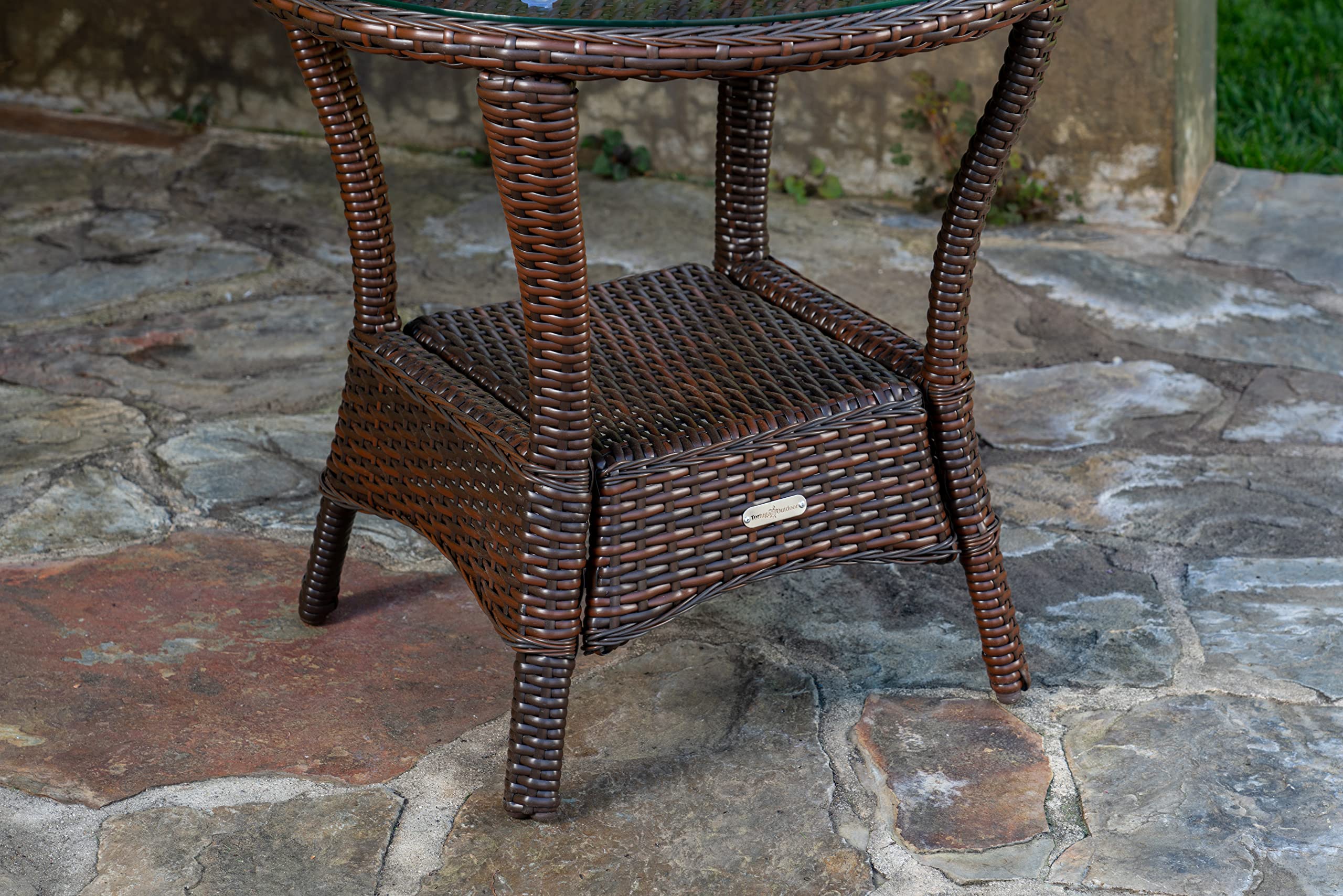 Tortuga Outdoor Sea Pines Side Table and Java Rocking Chair Set - Perfect for Patio, Deck, Garden, and Backyard Relaxation