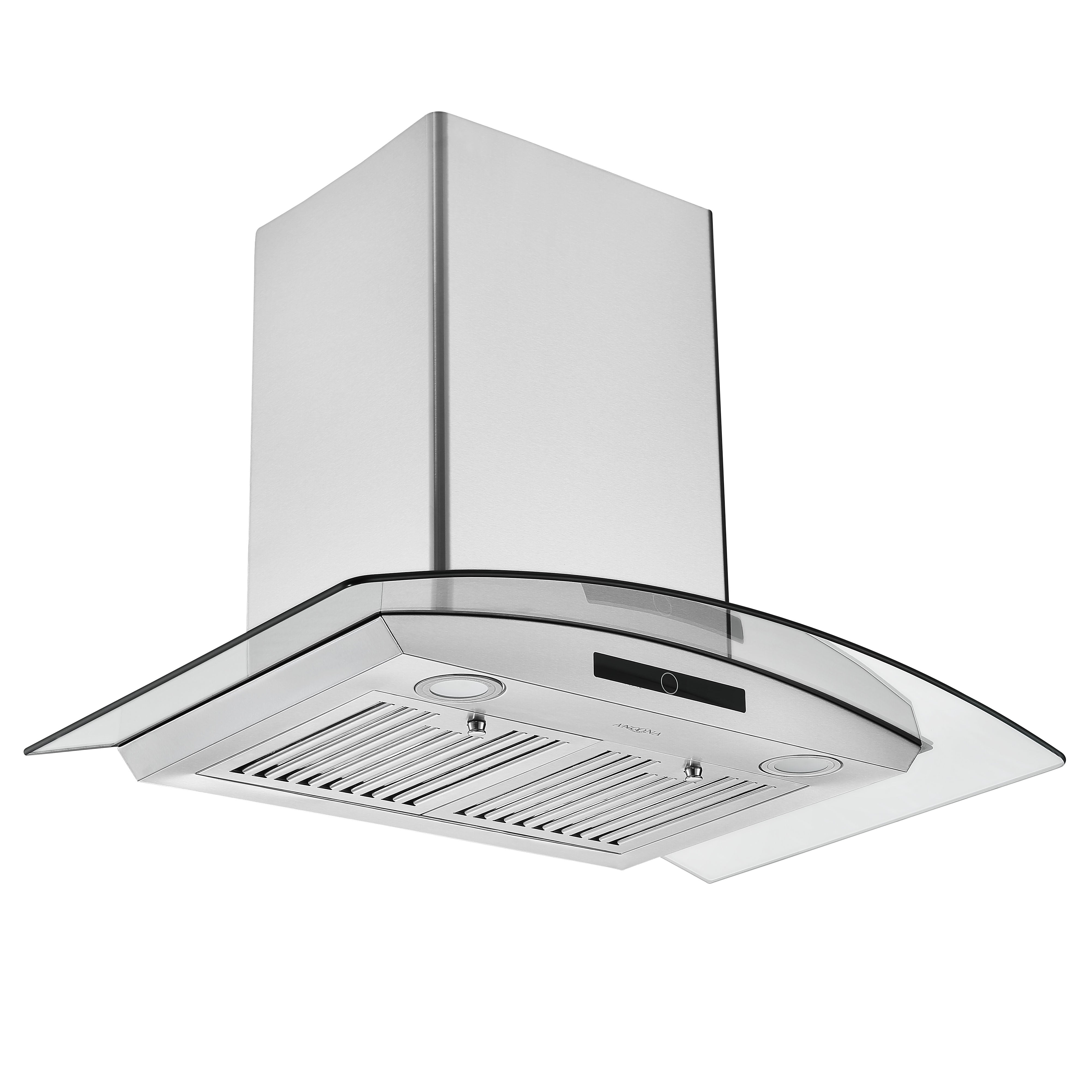 30 Inch Stainless Steel Convertible Wall Mount Range Hood with Glass Canopy - Perfect for Modern Kitchens, Open Shelving & Island Cooking Areas