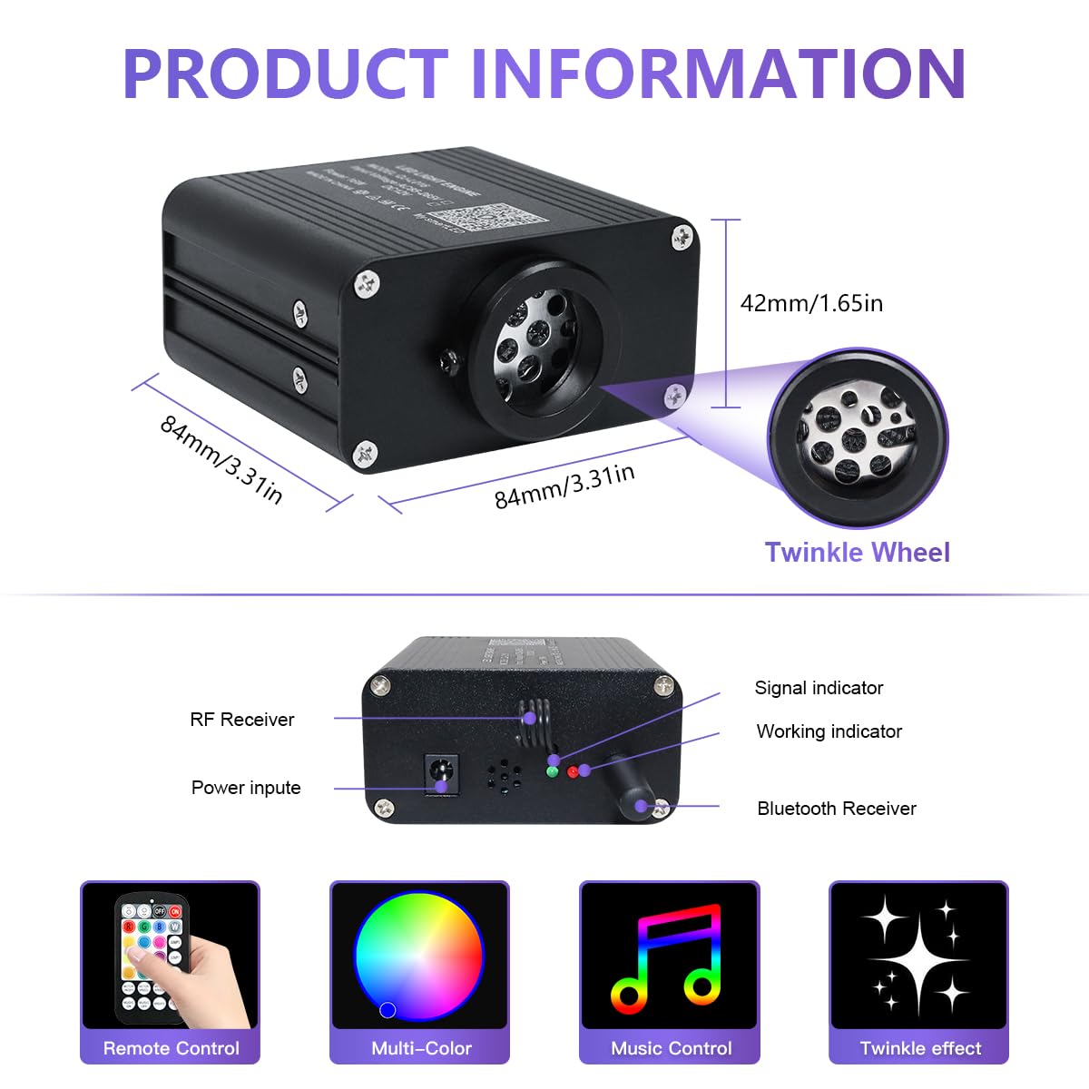 Car Starlight Headliner Kit - 450pcs RGBW Fiber Optic Lights with Bluetooth APP & Remote Control, 16W Twinkle & Sound Activated Star Lights for Car Ceiling Decor | Perfect for Night Driving, Romantic Dates & Custom Car Interior Lighting