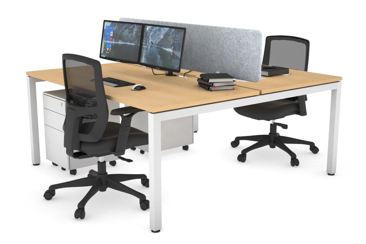 Quadro Square Legs 2 Person Office Workstation Desk - 1200L x 800W with Cable Management Scallop - Perfect for Shared Workspaces & Home Offices
