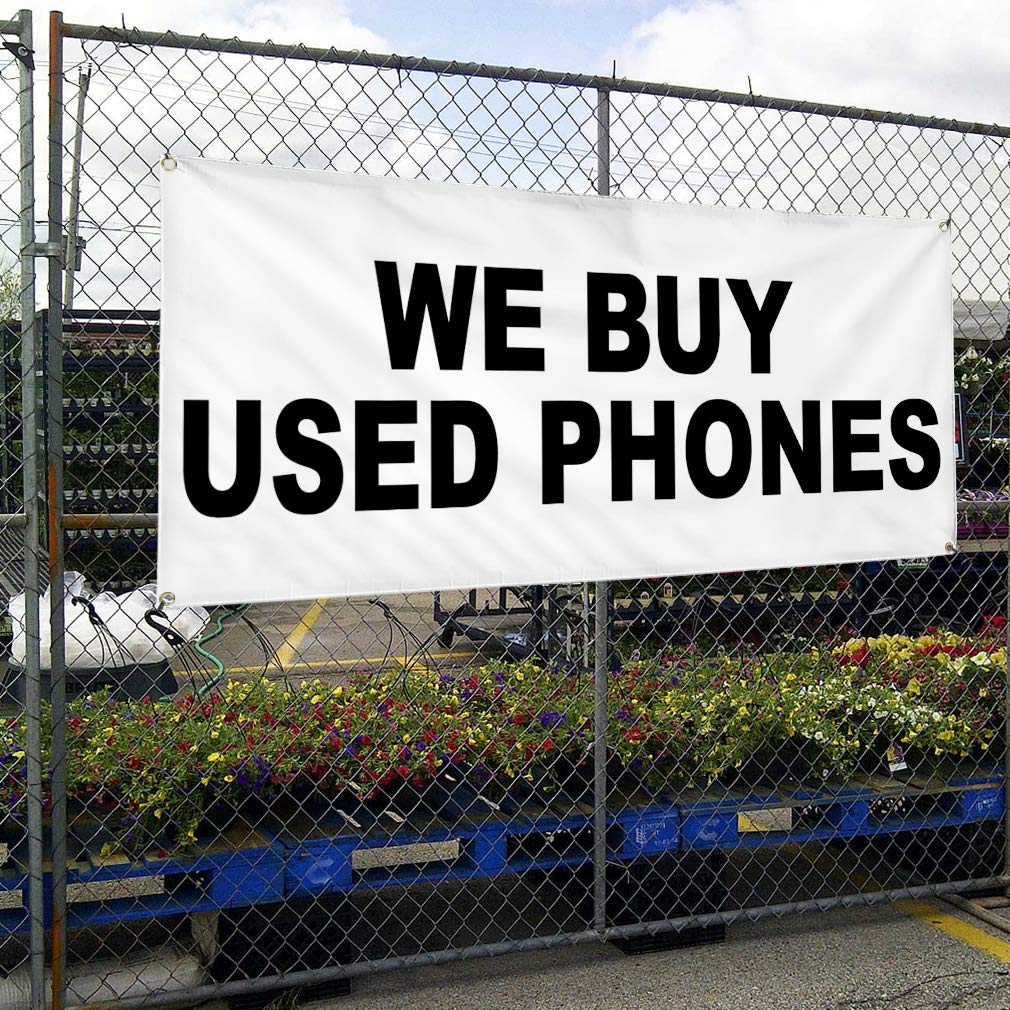 Vinyl Banner - Multiple Sizes (60x144 Inches) | Weatherproof Outdoor Yard Signs with 10 Grommets | Perfect for Retail, Industrial & Used Phone Buyers | Great for Business Advertising, Event Signage & Property Sales