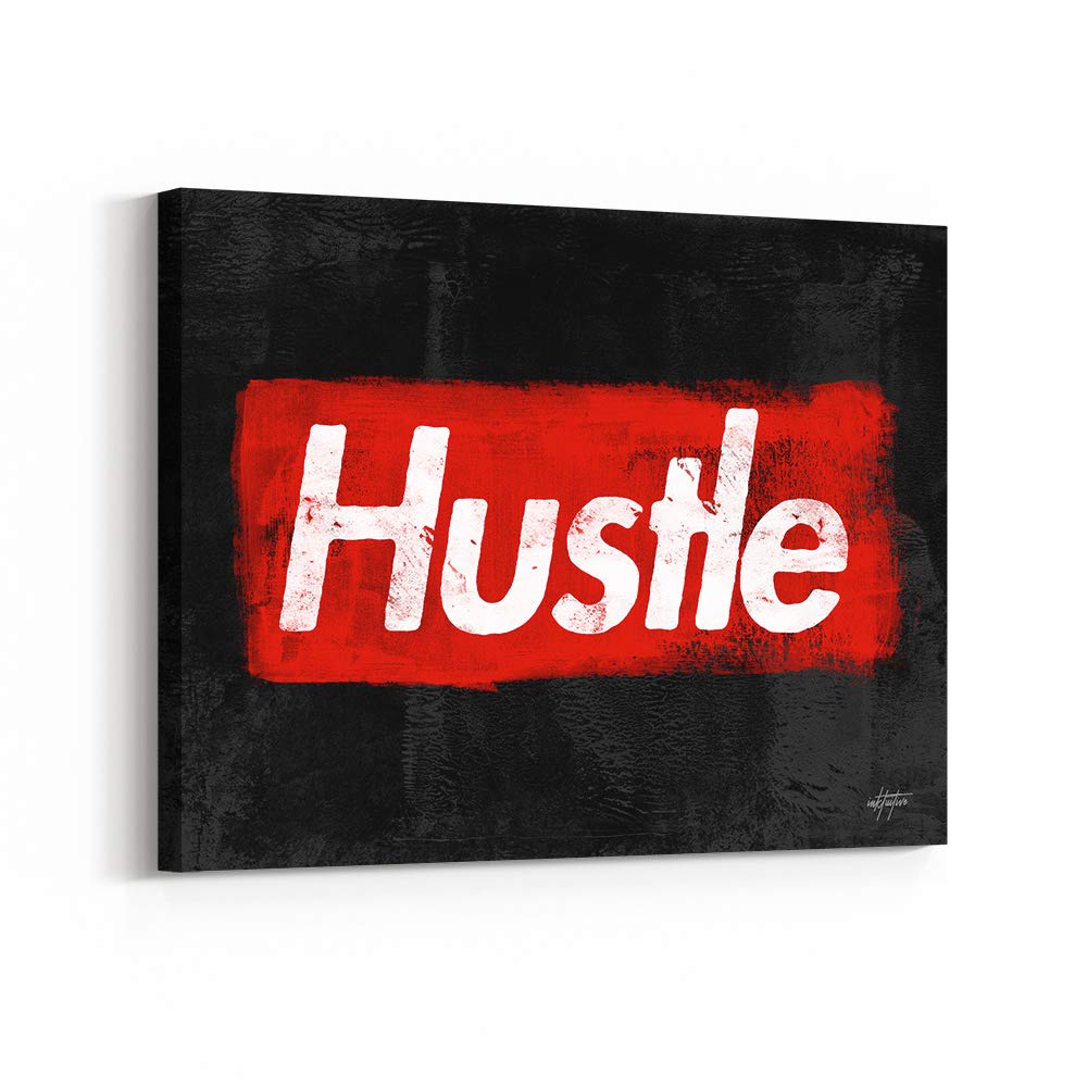 Inktuitive 'Supreme Hustle' Motivational Wall Art - 40x30 Inch Inspirational Quote Canvas Print for Home & Office Decor - Ready to Hang Positive Vibes Wall Decor for Living Room, Bedroom or Workspace