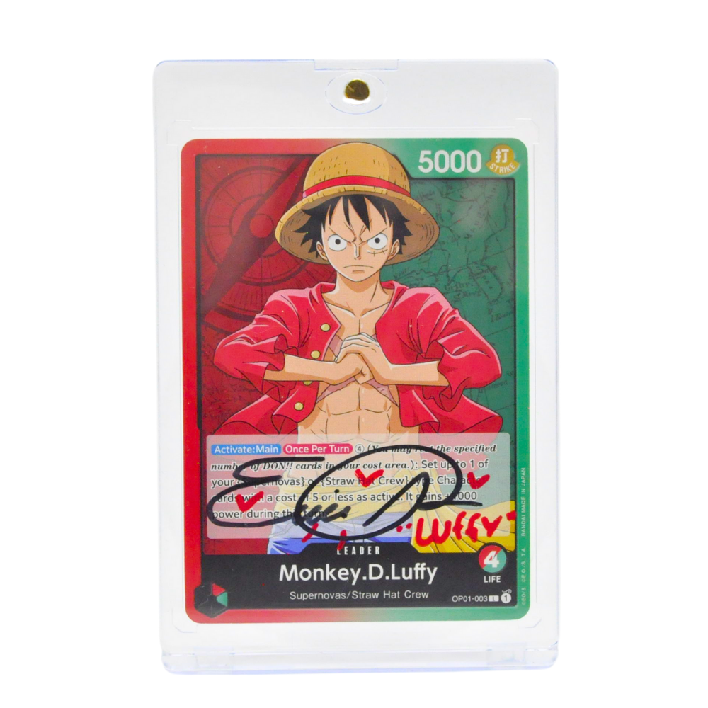 Erica Schroeder Signed 2022 One Piece TCG Monkey D. Luffy Card - JSA Certified Authentic Autograph - Perfect for Anime Collectors & One Piece Fans Display