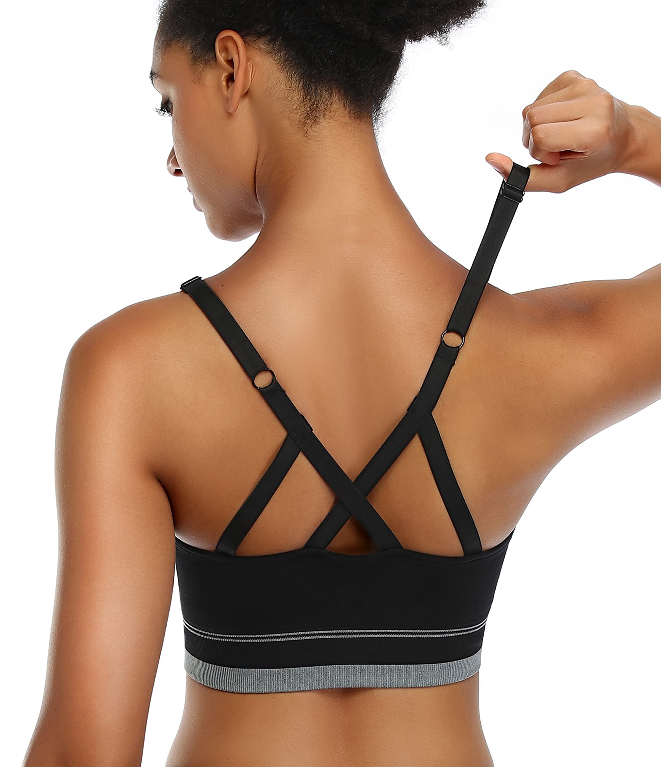 ANGOOL Women's Longline Sports Bra - Medium Support Wire-Free Yoga Bra with Adjustable Straps & Removable Padding - Perfect for Gym, Running, Yoga & Everyday Wear
