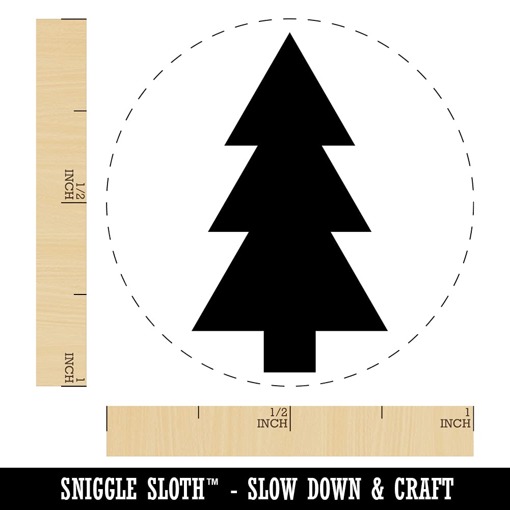 1 Inch Pine Tree Self-Inking Rubber Stamp with Red Ink - Perfect for Crafting, Planner Decoration & DIY Scrapbooking Projects