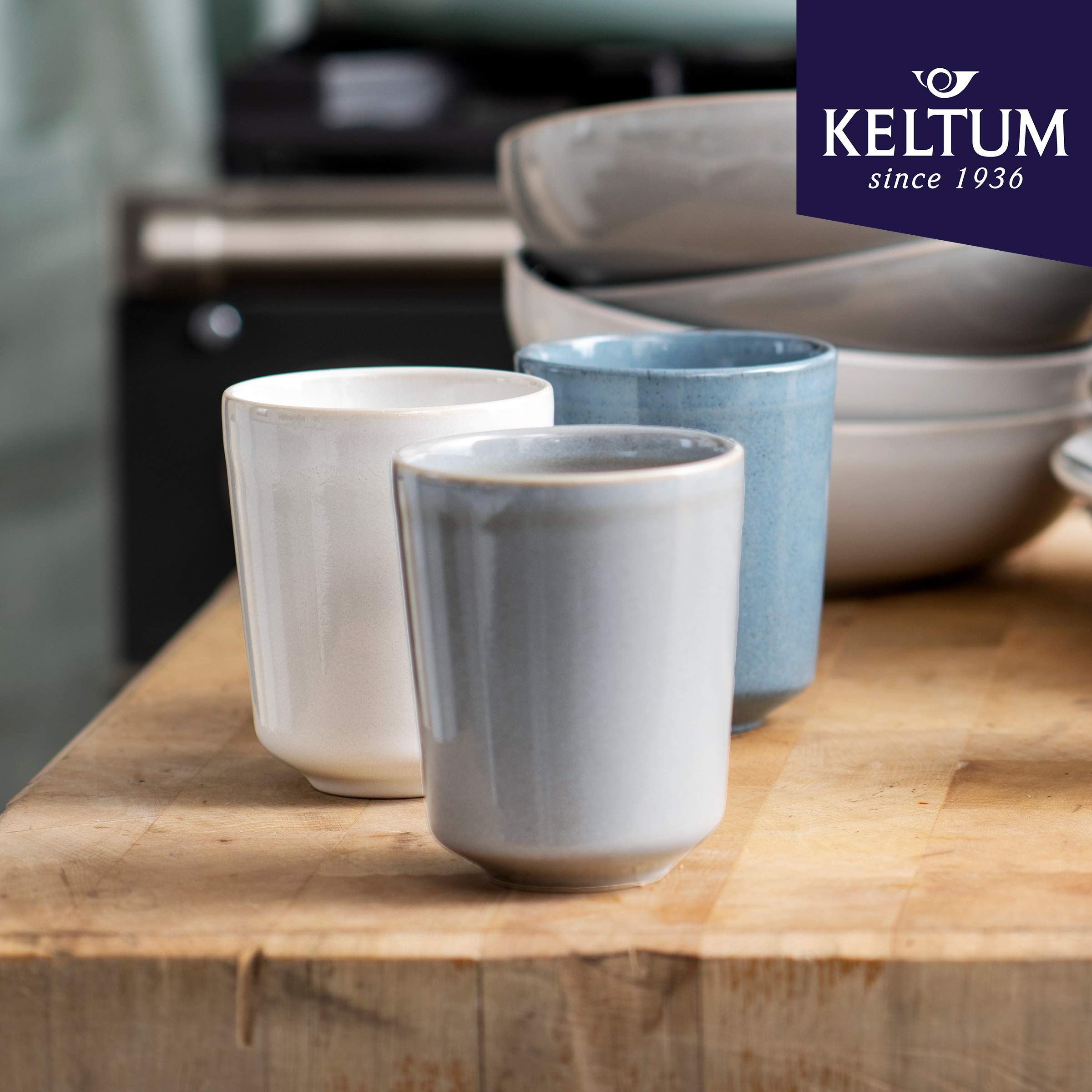Premium Smokey Blue Glazed Stoneware Coffee Mugs - Set of 2 (8.5 oz Each) - Perfect for Hot Tea, Coffee & Home Decor - Durable Ceramic Cups for Kitchen, Office & Gifts