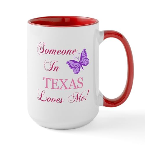 White/Red Inside - Texas State (Butterfly) Large Mug