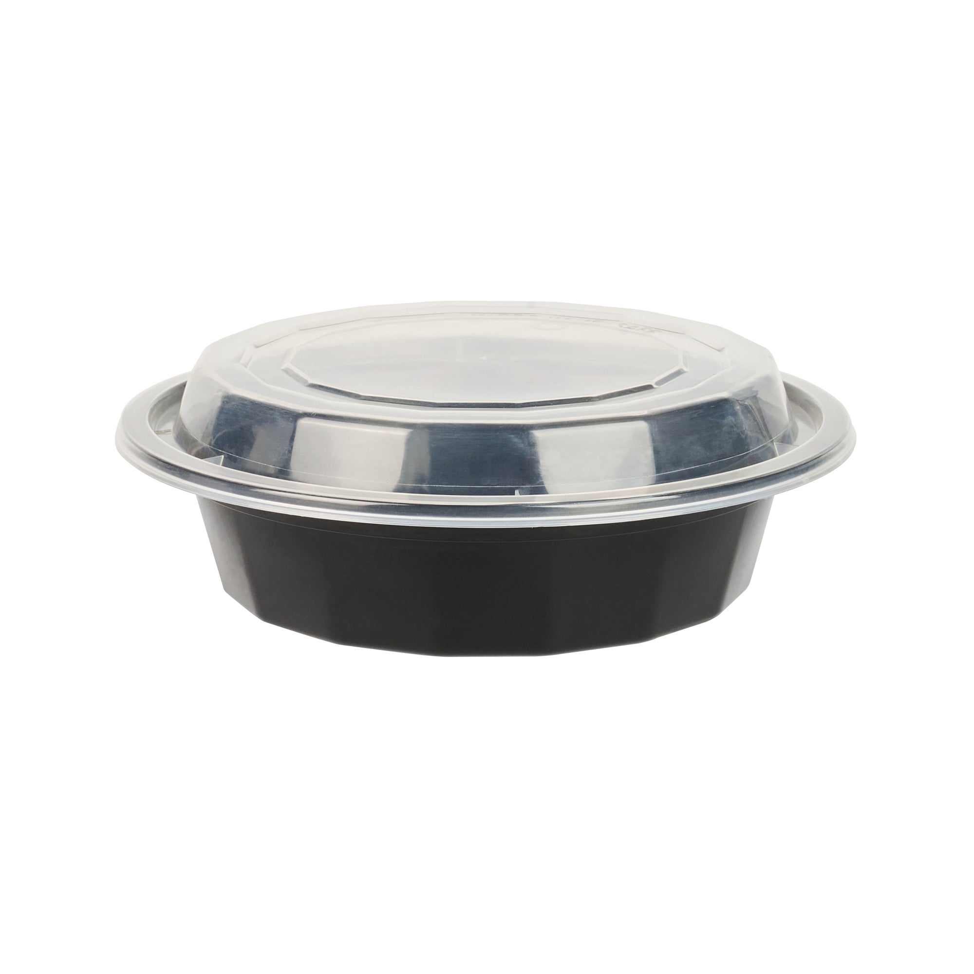 16 oz Black Plastic Takeout Containers with Clear Lids - 50 Pack, Microwave Safe (6.25