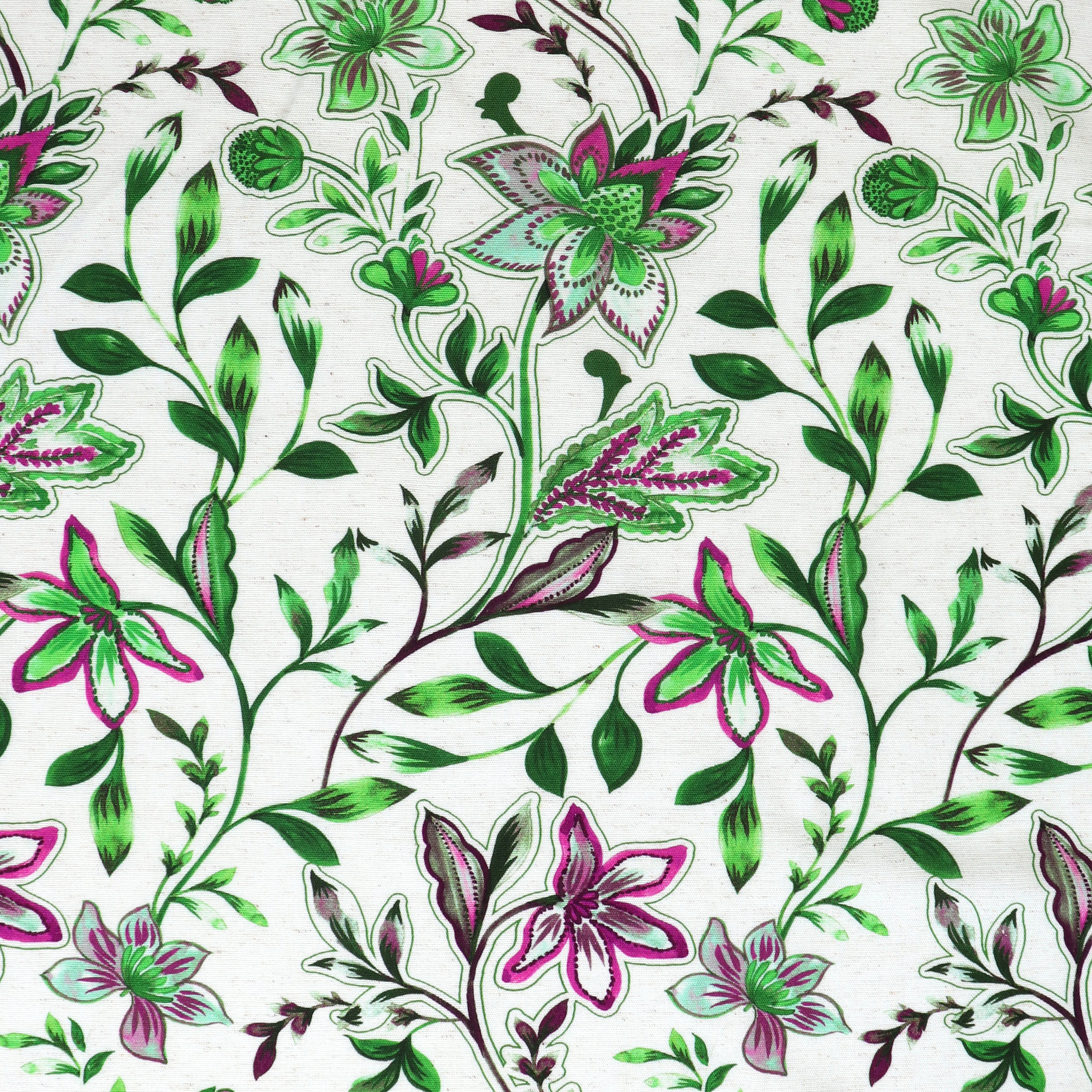 Viscose Linen Fabric - Botanical Green Print - Eco-Friendly Textile for Dresses, Curtains & Home Decor
