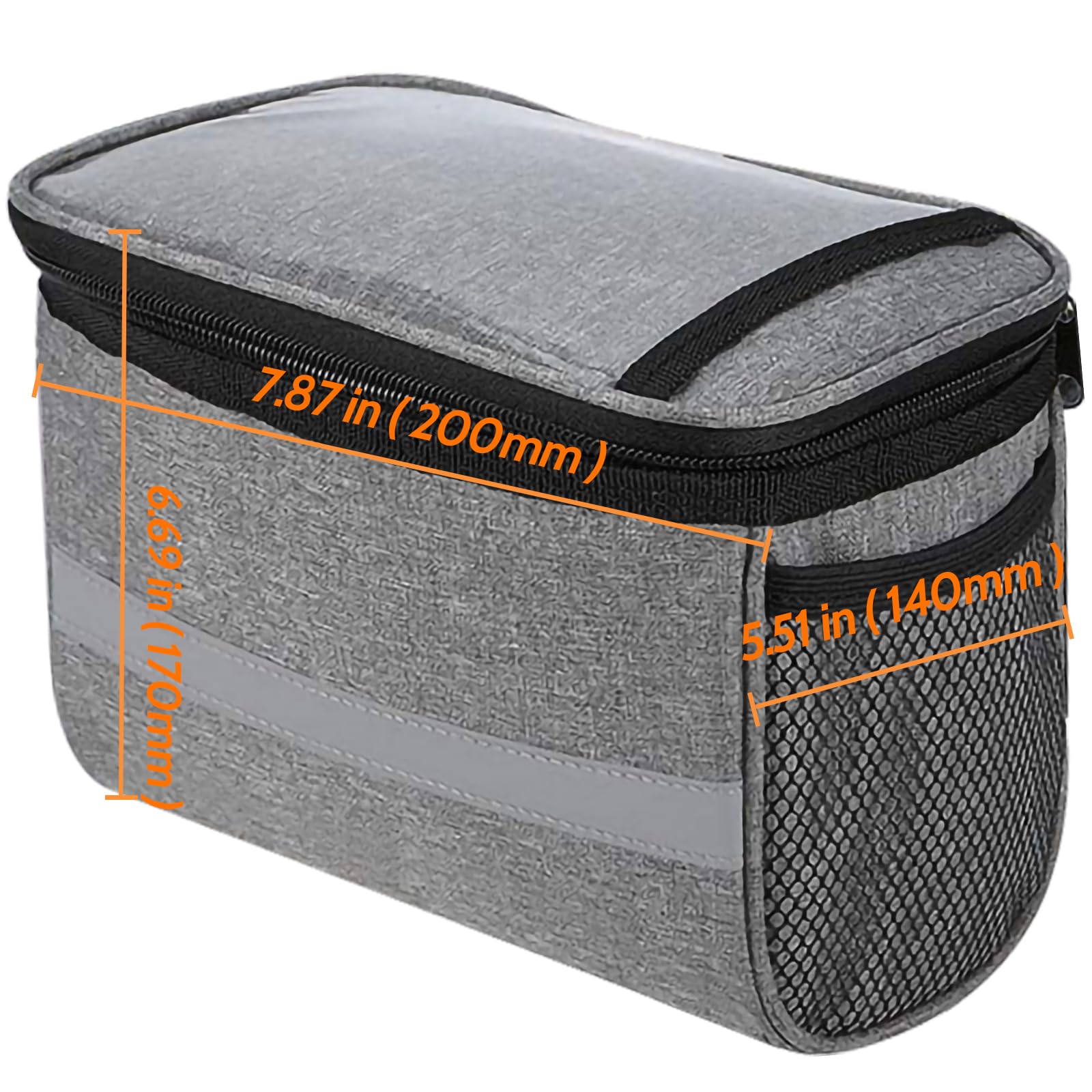 Reflective Bike Frame Bag - Waterproof Bicycle Handlebar Storage Pouch with Phone Holder for Outdoor Hiking, Cycling & Commuting (8.46x5.31x6.49 inches, Gray) - Perfect for Road Bikes, Mountain Bikes & Urban Cycling Accessories