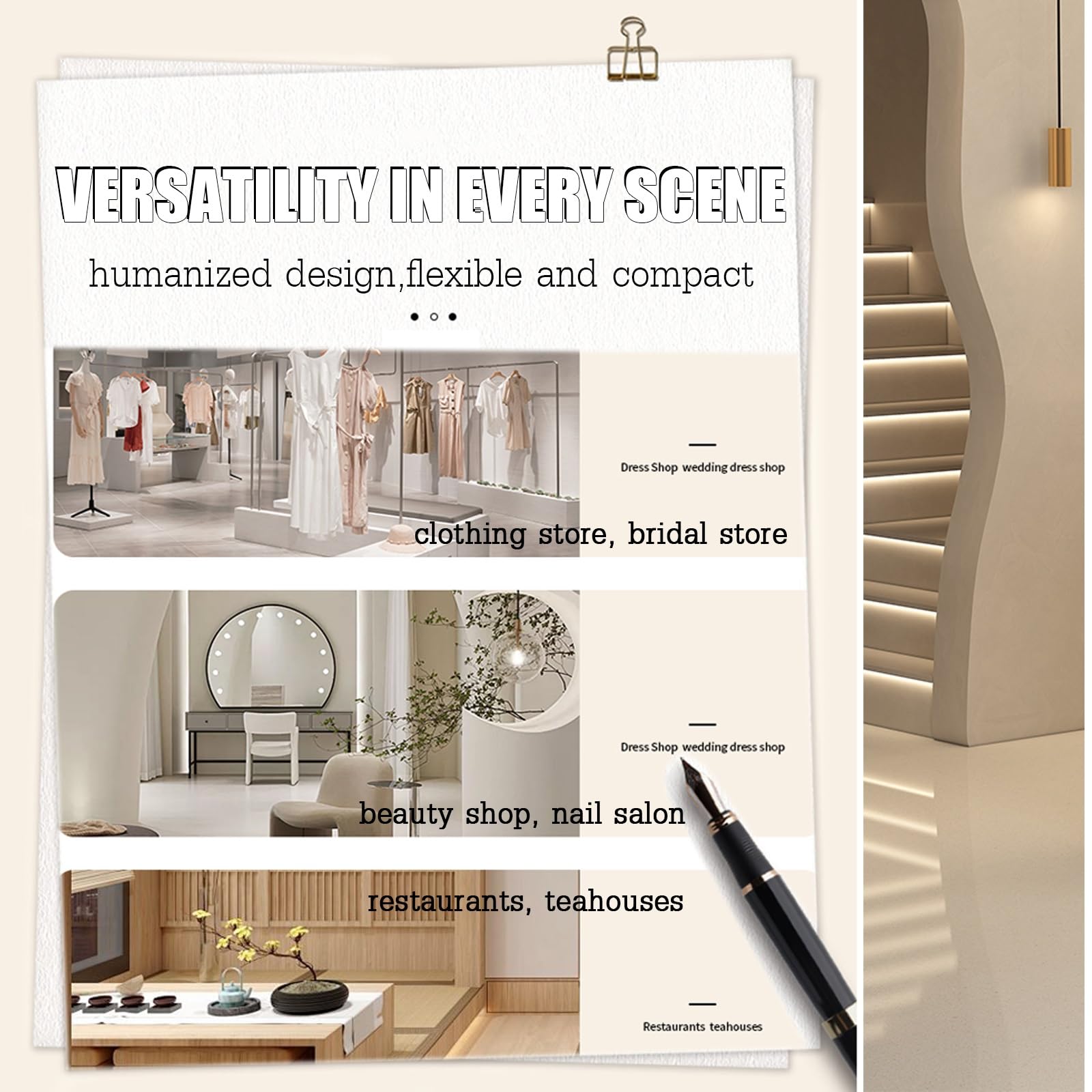 Modern Reception Desk for Office & Salon - Small Space Reception Counter with LED Lighting, White Simple Cashier Cabinet for Lobby Checkout - Perfect for Small Businesses, Clinics & Boutique Shops