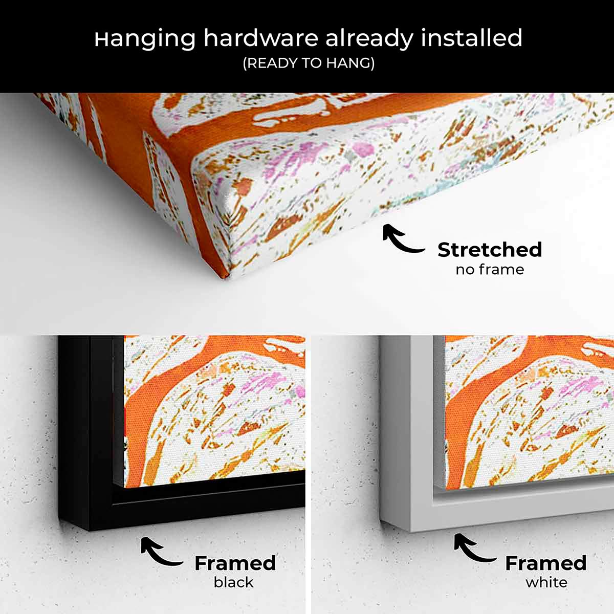 Orange Abstract Wall Art Canvas Painting - Modern Home Decor for Living Room, Bedroom & Office | 3898