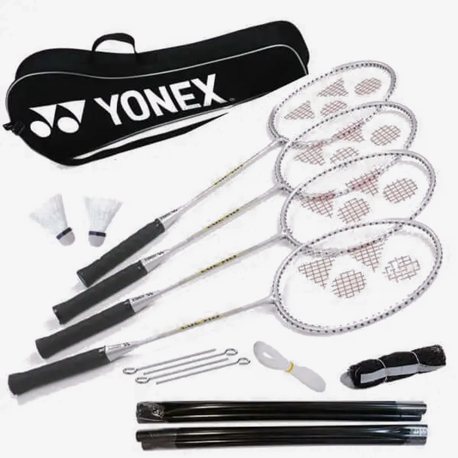 Yonex Leisure Badminton Racket Set (4 Pack) - Includes Rackets, Shuttlecocks & Carry Bag - Perfect for Backyard, Beach & Family Outdoor Sports Activities