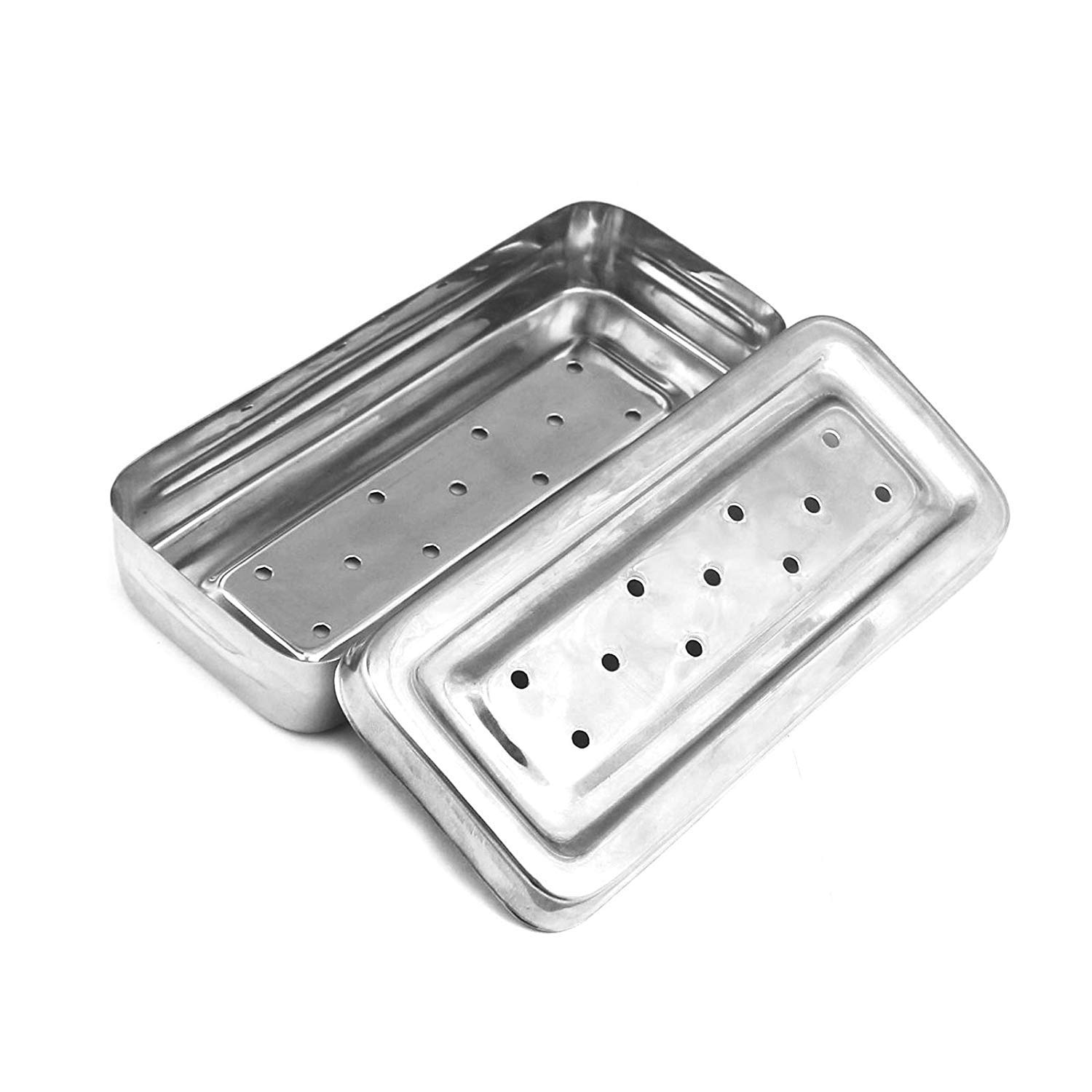 G.S 17x7x3cm Stainless Steel Perforated Holloware Tray Box - Perfect for Kitchen Organization, Restaurant Serving & Laboratory Instrument Storage