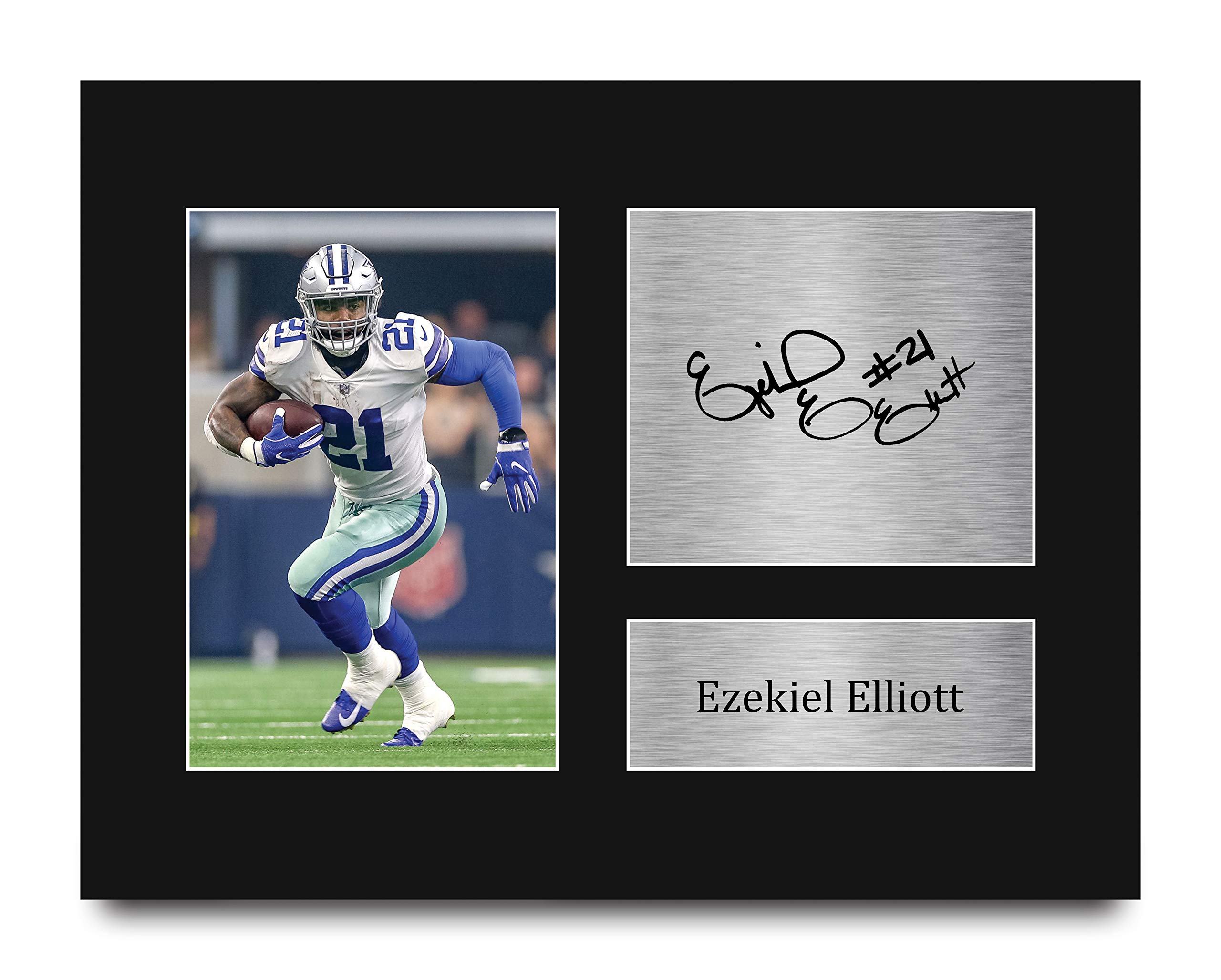 Ezekiel Elliott Autographed NFL Football Photo Print - Signed USL Display for Dallas Cowboys Fans - Perfect for Man Cave, Sports Memorabilia Collection & Gifts (US Letter Size)