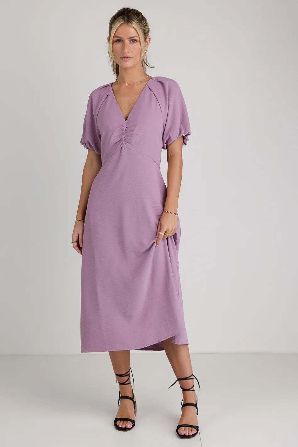Maeve Lavender Midi Dress - Flowy Summer Dress for Women | Perfect for Weddings, Parties & Casual Outings | FINAL SALE