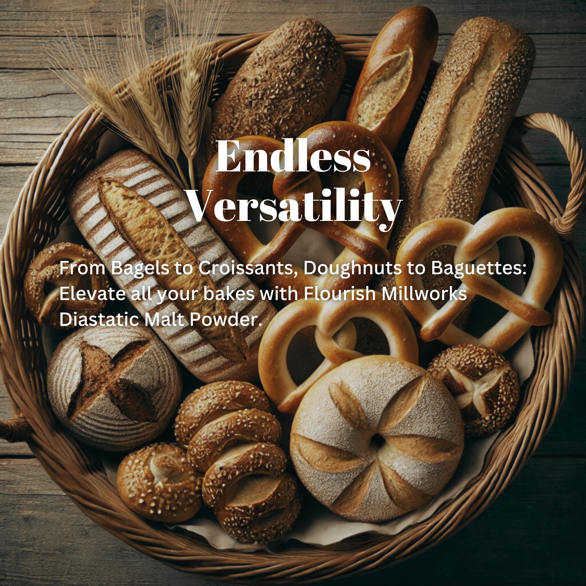 Flourish Millworks Diastatic Malt Powder - 8oz | Premium Baking Enhancer & Dough Conditioner for Bread, Pizza & Pastry | Perfect Rise, Browning & Flavor | Ideal for Home Bakers & Professional Chefs