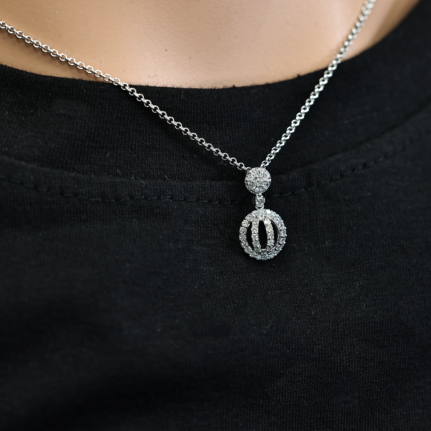 14K White Gold Circle Pendant Necklace - 0.47 Carat Diamond Accent - Elegant Jewelry for Women - Perfect for Everyday Wear, Date Nights & Special Occasions