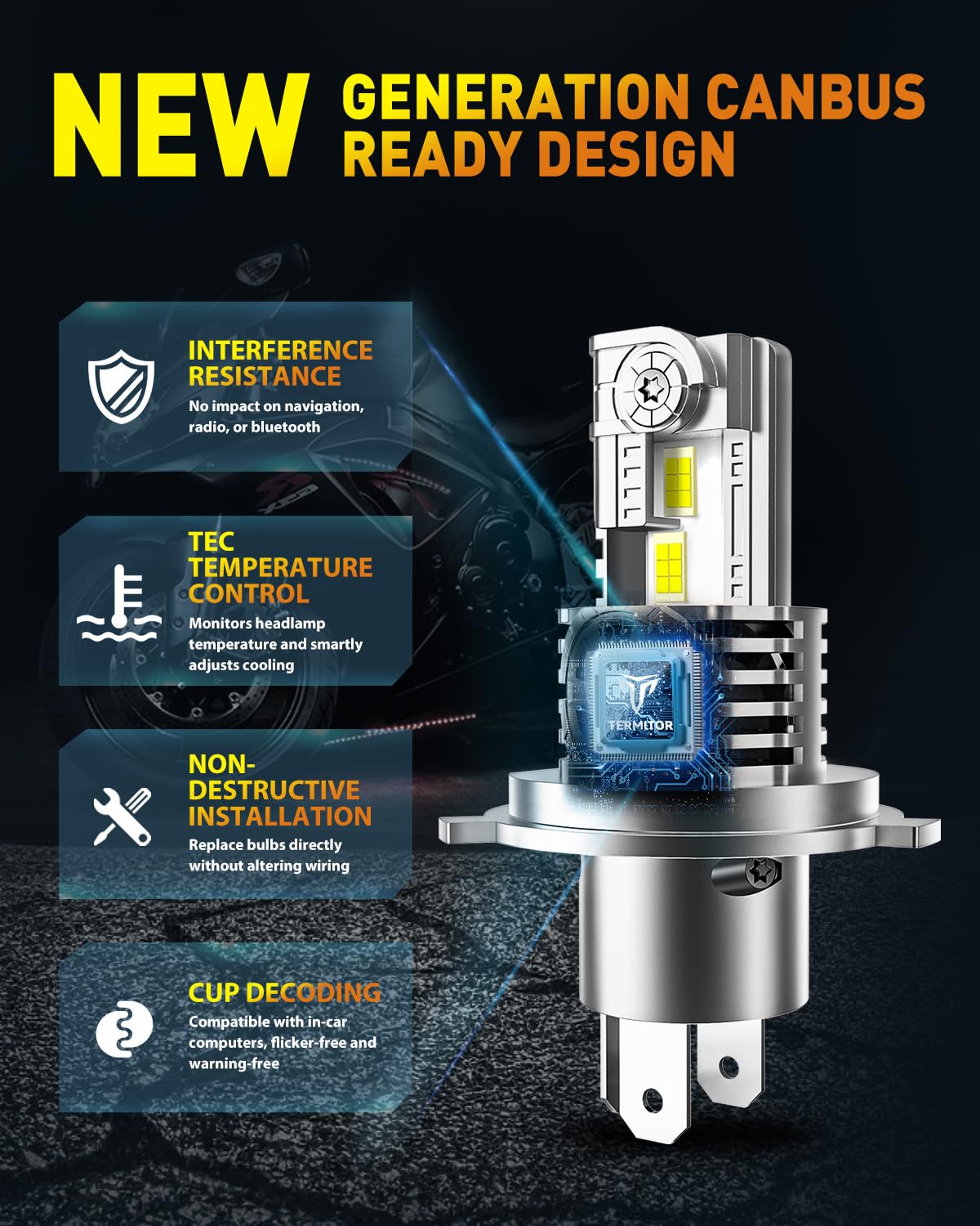 9003/HB2 LED Headlight Bulbs 30000LM 800% Brighter - 6500K Cool White Hi/Low Beam - 1:1 Halogen Replacement with Cooling Fan - 60,000 Hours Lifespan - Plug & Play (Pack of 2) - Perfect for Night Driving, Foggy Conditions & Off-Road Adventures