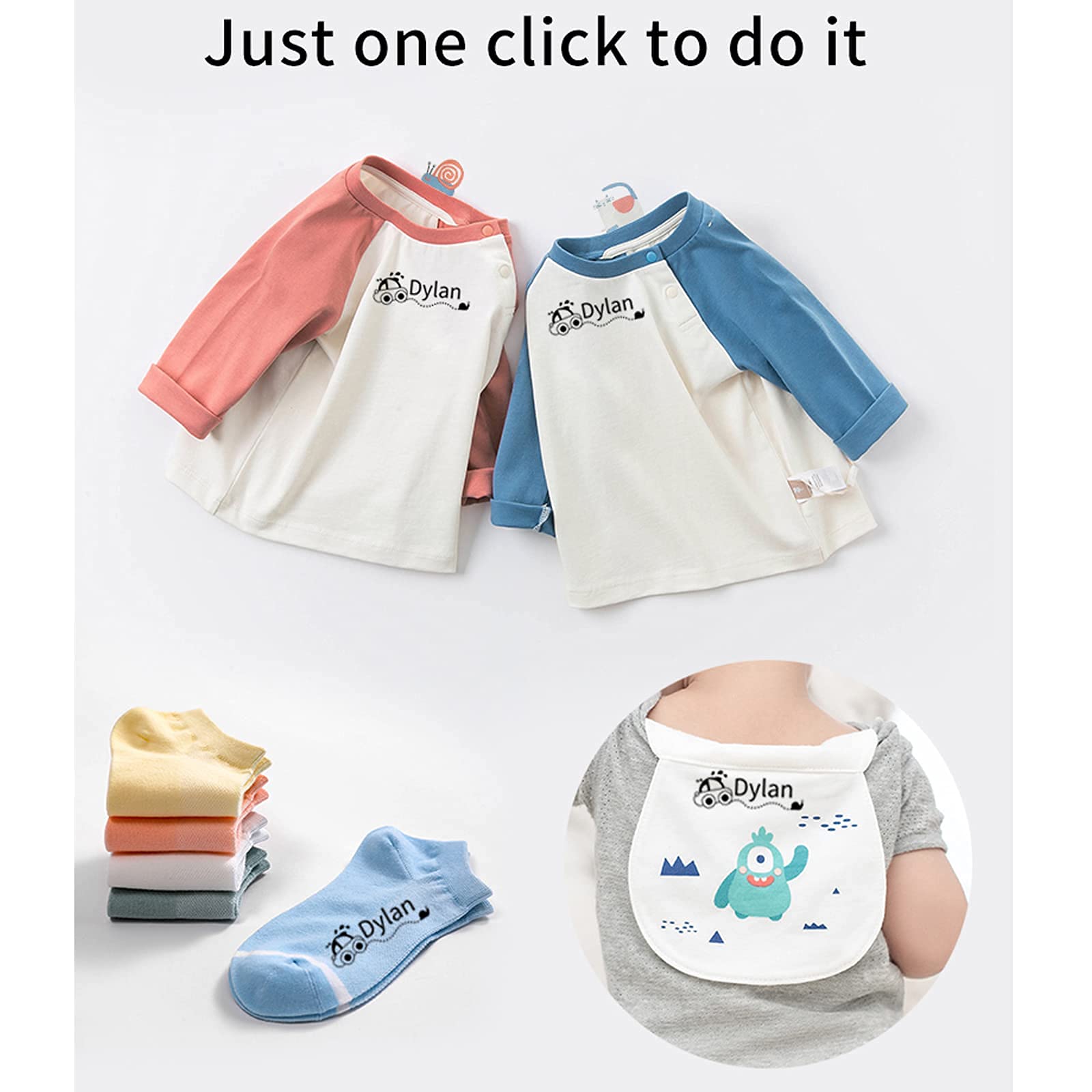 Custom Name Stamp for Kids - Personalized Baby & Student Clothes Label - Waterproof Washable School Uniform Stamp - White Panda Design - Perfect for Daycare, Preschool & Organizing Kids' Belongings