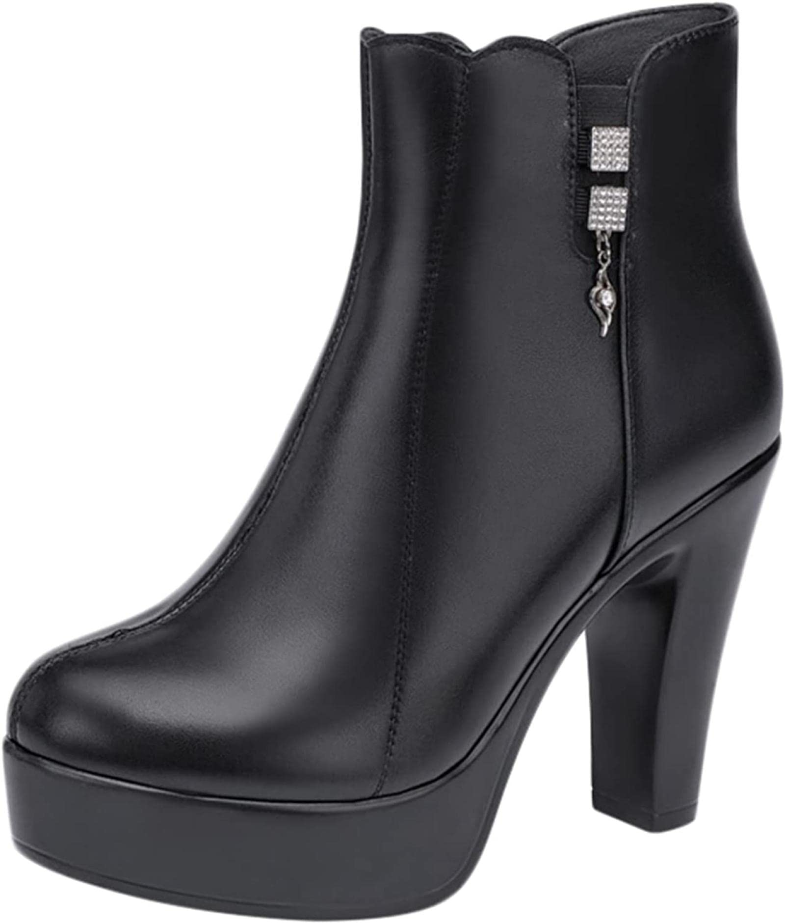 PXHBHP Women's Ankle Boots - Stylish Urban Fashion Platform Boots for Fall & Winter | Comfortable Leather High Heel Office Shoes for Work, Dating & Casual Outfits