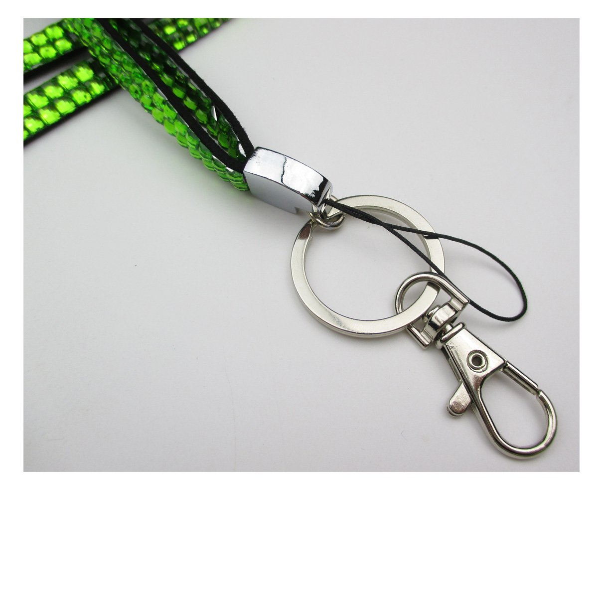 Stylish Rhinestone Lanyard with Bling Crystal Necklace, Badge Reel & Horizontal Card Holder - All-in-One Business ID/Key Holder (Green) | Perfect for Office, Events, Conferences & Work Security