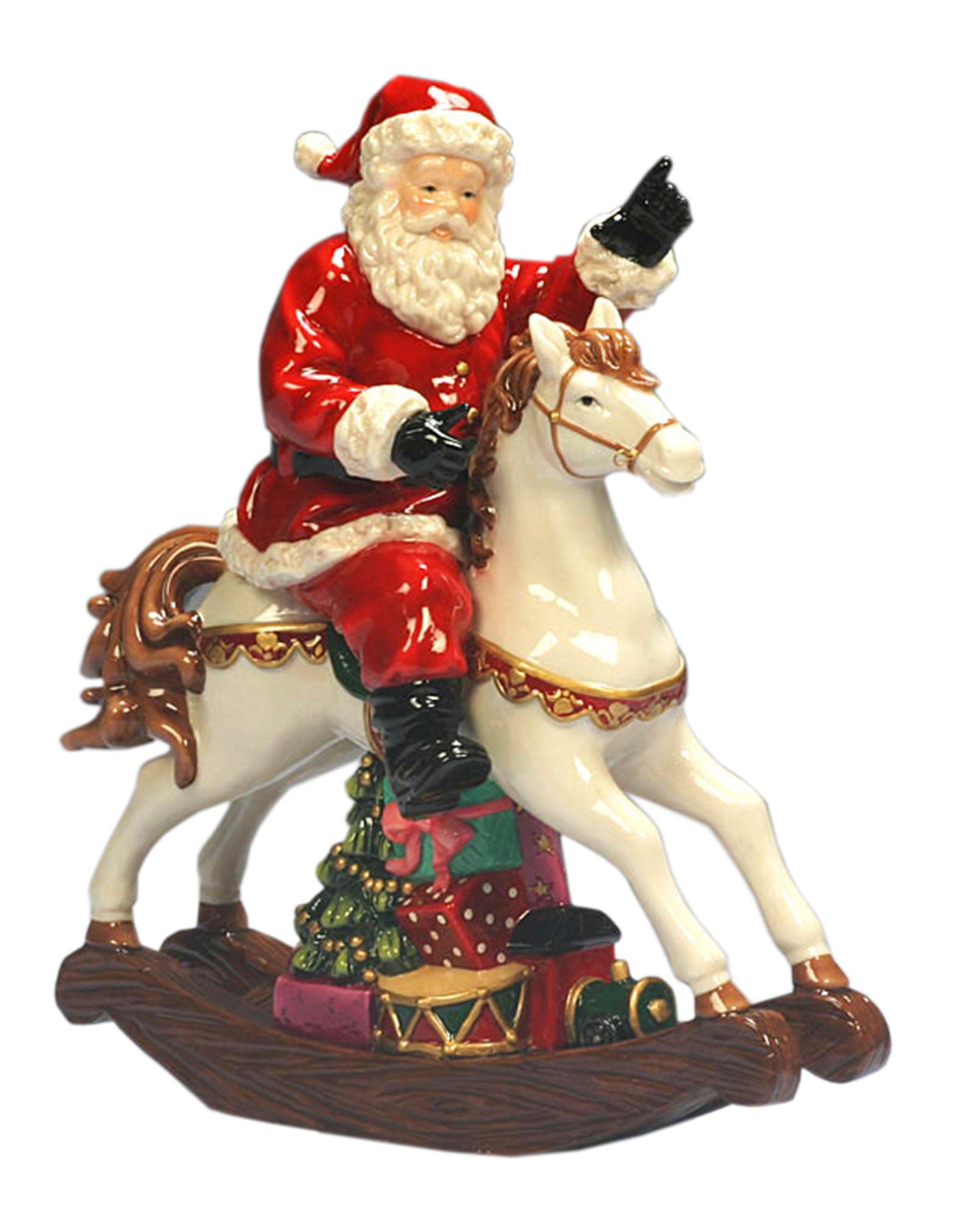 Santa Claus Statue - Hand-Painted Ceramic Christmas Decor, Festive Riding Santa Claus Doll for Desktop Display, Holiday Home Decoration & Gift Idea | Perfect for Christmas Tree Decor, Office Desk, Mantel Decor, and Holiday Party Centerpiece